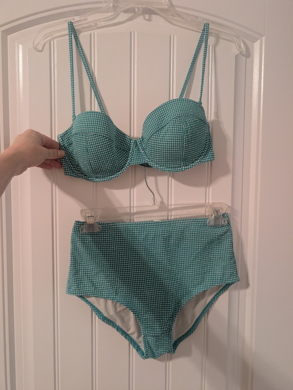 J. Crew Teal Gingham Underwire Bikini Set